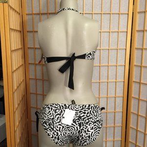 ATHENA 2 Piece Animal Print Tie Side Bikini bandeau Swimsuits Womens Size M